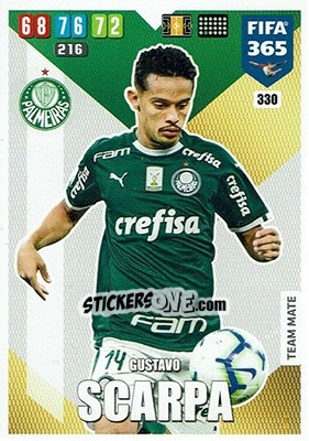 Sticker Gustavo Scarpa - FIFA 365: 2019-2020. Adrenalyn XL n. 330 - Panini