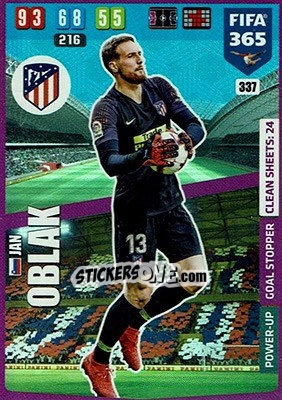 Sticker Jan Oblak - FIFA 365: 2019-2020. Adrenalyn XL n. 337 - Panini