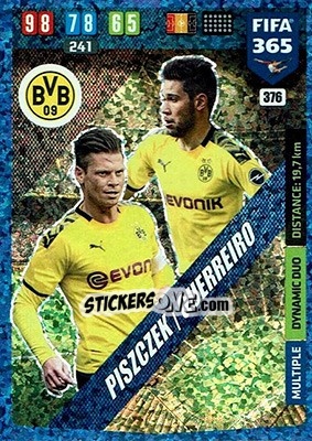 Sticker Lukasz Piszczek / Raphaël Guerreiro - FIFA 365: 2019-2020. Adrenalyn XL n. 376 - Panini