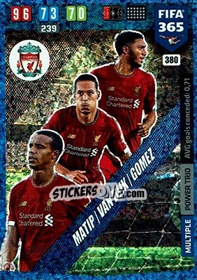 Sticker Joel Matip / Virgil van Dijk / Joe Gomez - FIFA 365: 2019-2020. Adrenalyn XL n. 380 - Panini