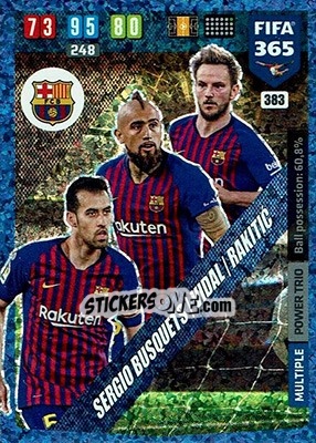 Sticker Sergio Busquets / Arturo Vidal / Ivan Rakitic - FIFA 365: 2019-2020. Adrenalyn XL n. 383 - Panini