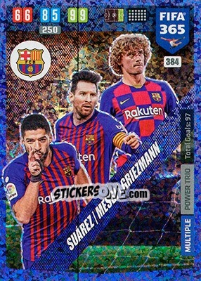 Sticker Luis Suárez / Lionel Messi / Antoine Griezmann - FIFA 365: 2019-2020. Adrenalyn XL n. 384 - Panini
