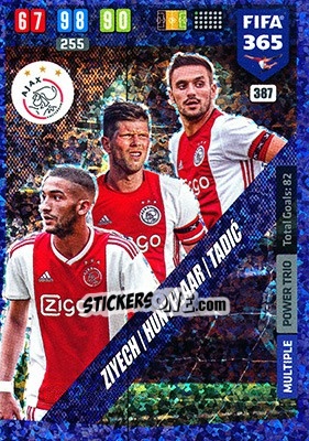 Sticker Hakim Ziyech / Klaas-Jan Huntelaar / Dušan Tadic - FIFA 365: 2019-2020. Adrenalyn XL n. 387 - Panini