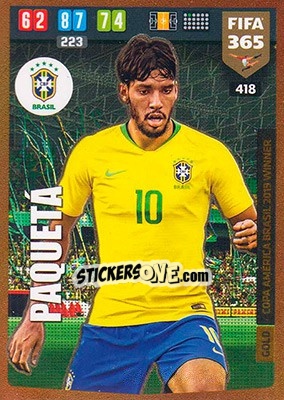 Sticker Paqueta - FIFA 365: 2019-2020. Adrenalyn XL n. 418 - Panini