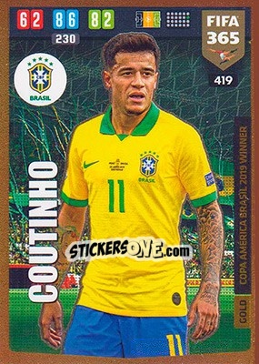 Sticker Philippe Coutinho - FIFA 365: 2019-2020. Adrenalyn XL n. 419 - Panini