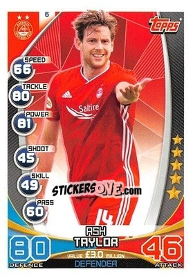 Sticker Ash Taylor - SPFL 2019-2020. Match Attax n. 6 - Topps