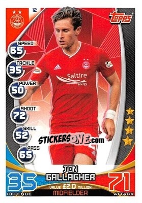 Sticker Jon Gallagher - SPFL 2019-2020. Match Attax n. 12 - Topps