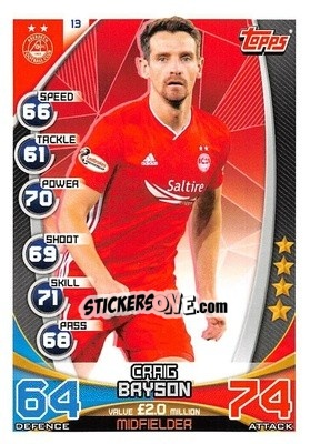 Sticker Craig Bryson - SPFL 2019-2020. Match Attax n. 13 - Topps