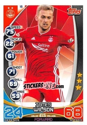 Sticker James Wilson - SPFL 2019-2020. Match Attax n. 16 - Topps