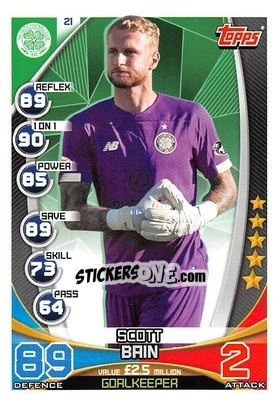 Sticker Scott Bain - SPFL 2019-2020. Match Attax n. 21 - Topps