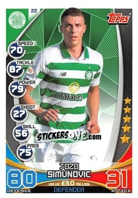 Sticker Jozo Simunovic - SPFL 2019-2020. Match Attax n. 22 - Topps