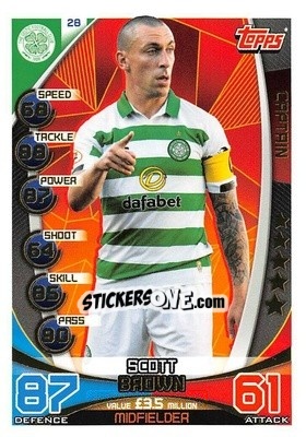 Sticker Scott Brown - SPFL 2019-2020. Match Attax n. 28 - Topps