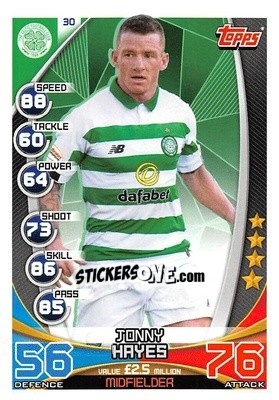 Sticker Jonny Hayes - SPFL 2019-2020. Match Attax n. 30 - Topps