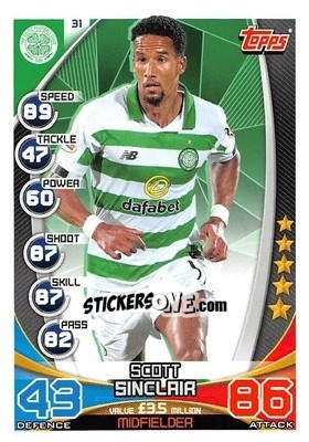 Sticker Scott Sinclair - SPFL 2019-2020. Match Attax n. 31 - Topps