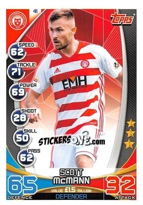 Sticker Scott McMann - SPFL 2019-2020. Match Attax n. 41 - Topps