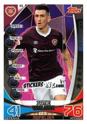 Sticker Jamie Walker - SPFL 2019-2020. Match Attax n. 65 - Topps