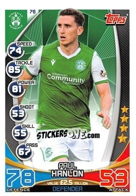 Sticker Paul Hanlon - SPFL 2019-2020. Match Attax - Topps