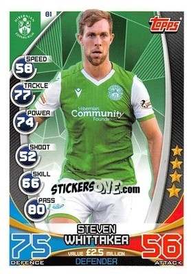 Sticker Steven Whittaker - SPFL 2019-2020. Match Attax n. 81 - Topps