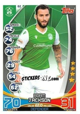 Sticker Adam Jackson - SPFL 2019-2020. Match Attax n. 82 - Topps