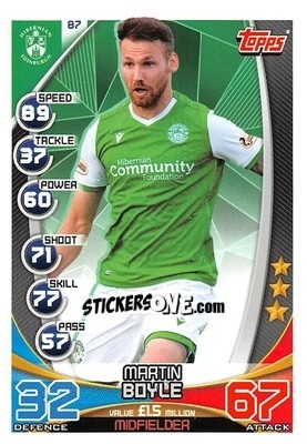 Sticker Martin Boyle - SPFL 2019-2020. Match Attax n. 87 - Topps