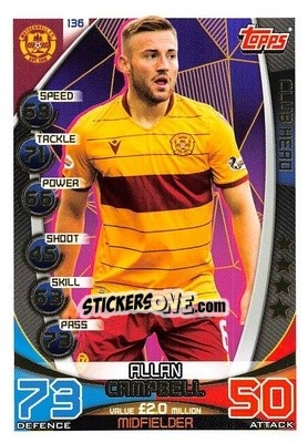 Sticker Allan Campbell - SPFL 2019-2020. Match Attax n. 136 - Topps