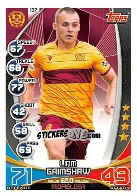 Sticker Liam Grimshaw - SPFL 2019-2020. Match Attax n. 137 - Topps