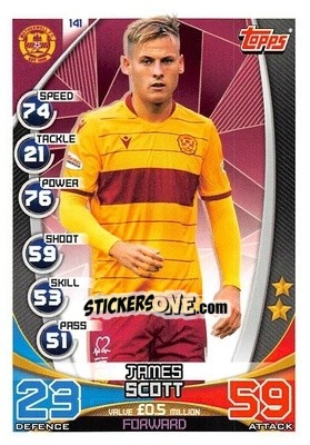 Sticker James Scott - SPFL 2019-2020. Match Attax n. 141 - Topps