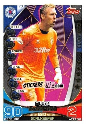 Cromo Allan McGregor - SPFL 2019-2020. Match Attax - Topps