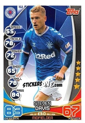 Sticker Steven Davis - SPFL 2019-2020. Match Attax n. 152 - Topps
