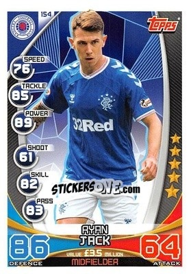 Sticker Ryan Jack - SPFL 2019-2020. Match Attax n. 154 - Topps