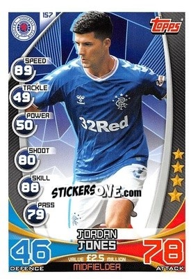 Sticker Jordan Jones - SPFL 2019-2020. Match Attax n. 157 - Topps