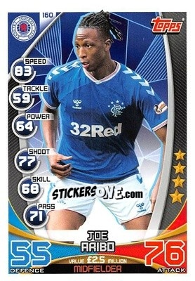 Sticker Joe Aribo - SPFL 2019-2020. Match Attax n. 160 - Topps