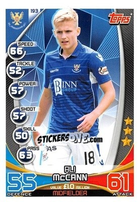 Sticker Ali McCann - SPFL 2019-2020. Match Attax n. 193 - Topps