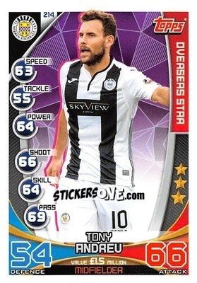 Sticker Tony Andreu - SPFL 2019-2020. Match Attax n. 214 - Topps