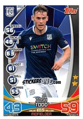 Sticker Josh Todd - SPFL 2019-2020. Match Attax n. 250 - Topps