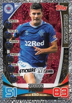 Sticker Jordan Jones - SPFL 2019-2020. Match Attax n. 330 - Topps
