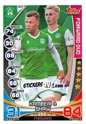 Sticker Kamberi / Shaw - SPFL 2019-2020. Match Attax - Topps