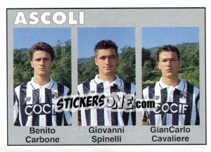 Sticker Benito Carbone / Giovanni Spinelli / GianCarlo Cavaliere - Calcioflash 1993 - Euroflash