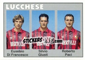 Cromo Eusebio Di Francesco / Silvio Giusti / Roberto Paci - Calcioflash 1993 - Euroflash