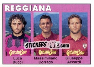Sticker Luca Bucci / Massimiliano Corrado / Giuseppe Accardi - Calcioflash 1993 n. 377 - Euroflash