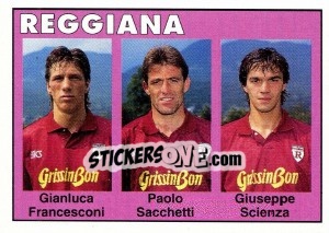 Sticker Gianluca Francesconi / Paolo Sacchetti / Giuseppe Scienza - Calcioflash 1993 - Euroflash