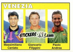 Sticker Massimiliano Caniato / Giancarlo Filippini / Paolo Andrea - Calcioflash 1993 n. 393 - Euroflash