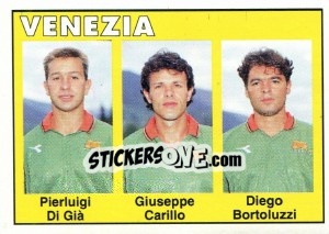 Sticker Pierluigi Di Gia / Giuseppe Carillo / Diego Bortoluzzi - Calcioflash 1993 n. 395 - Euroflash