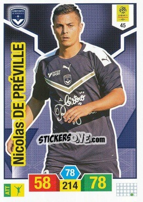 Sticker Nicolas de Préville - FOOT 2019-2020. Adrenalyn XL n. 45 - Panini
