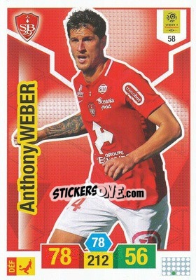 Sticker Anthony Weber - FOOT 2019-2020. Adrenalyn XL n. 58 - Panini