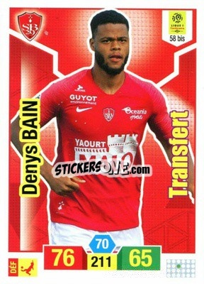 Sticker Denys Bain - FOOT 2019-2020. Adrenalyn XL n. 58bis - Panini