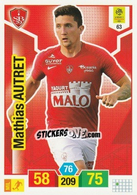 Sticker Mathias Autret - FOOT 2019-2020. Adrenalyn XL n. 63 - Panini