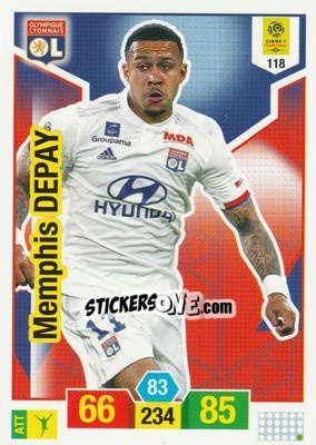 Sticker Memphis Depay - FOOT 2019-2020. Adrenalyn XL n. 118 - Panini
