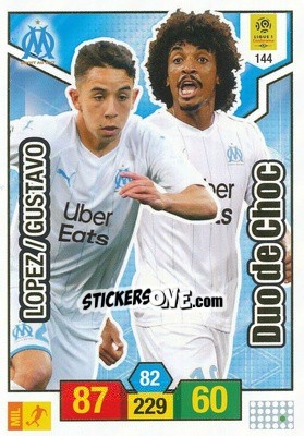 Sticker Maxime Lopez / Luiz Gustavo - FOOT 2019-2020. Adrenalyn XL n. 144 - Panini