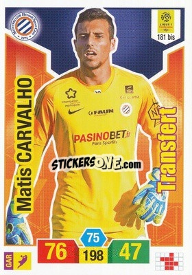 Figurina Matis Carvalho - FOOT 2019-2020. Adrenalyn XL n. 181bis - Panini